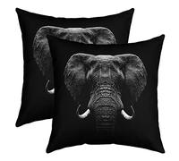 éléphants Taie d'oreiller 45x45cm Soft Place3D Wild Animaux Modèle Housse Coussin Taie Oreiller Lot De 2 Nationale éléphants Imprimer Noir Housses de coussin Pour Canapé Le Salon Chambre Chaise de lit