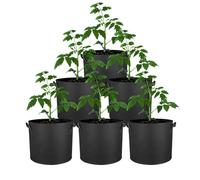 Elepl 6 Pièces Sac de Plantation Non Tissé Épaissi 3 Gallons 12L Sac de Culture Potager avec Poignées Sacs à Plantes Noir Pot Geotextile Pots pour Plante en Tissu pour Pomme de Terre Fraises Fleurs