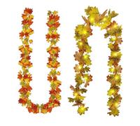 ELEpl Lot de 2 Décoration Automne Guirlandes Feuilles D'érable avec 4 Crochets Adhésifs Transparents Guirlandes de Feuilles D'érable Artificielles pour Décoration en Automne pour Thanksgiving