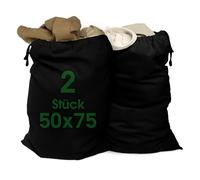 ELES VIDA® - Sacs à linge 50 x 75 cm en 100% coton - Sacs à linge extra larges - Durable, avec cordon de serrage, panier à linge, sac à vêtements, rangement (noir, 50 x 75 cm)