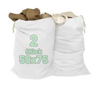 ELES VIDA® - Sacs à linge 50 x 75 cm en 100% coton - Sacs à linge extra larges - Durable, avec cordon de serrage, panier à linge, panier à linge, sac à vêtements, rangement (blanc, 50 x 75 cm)