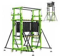 Élévateur D'échafaudage Électrique Plate-forme Télécommandée Avec Roulettes | Échafaudage électrique pliable, plate-forme aérienne télécommandée avec roulettes et stabilisateurs(Green,10m/32.8ft)