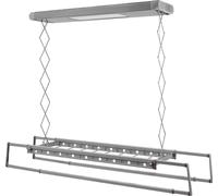 Élévateur électrique pour linge - Élévateur à vêtements fixé au plafond - Capacité de charge 35 kg - Extensible - LED 24 W - Télécommande 20 m - 220 V - Gris clair