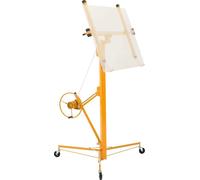 Élévateur pour cloisons sèches 4877 mm, palan robuste pour plaques de plâtre de 68 kg avec bras télescopique réglable, roues verrouillables, outils de levage pour cloisons sèches, idéal pour l'install