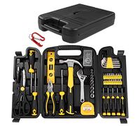 Elevon 94 outils de ménage jaune avec boîte de rangement, kit d'outils de base pour bricolage, avec deux accessoires supplémentaires, convient pour la maison, le bureau, l'école et les meubles