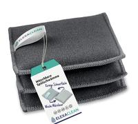 ELEXACLEAN Éponge à Vaisselle Set de 3, grattoir Lavable et réutilisable, éponge Microfibre pour Vaisselle et Maison (12x10 cm (Large), Anthracite)