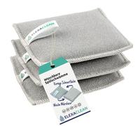 ELEXACLEAN Éponge à Vaisselle Set de 3, grattoir Lavable et réutilisable, éponge Microfibre pour Vaisselle et Maison (12x10 cm (Large), Gris Clair)