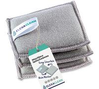 ELEXACLEAN Éponge à Vaisselle Set de 3, grattoir Lavable et réutilisable, éponge Microfibre pour Vaisselle et Maison (10x8 cm (Small), Gris Clair)