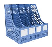Elezeal Porte-revues vertical en plastique robuste HIPS avec design creux, durable A4 pour bureau, école et maison, bleu