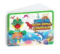 Elfew Livres d'Autocollants pour Enfants de 2 à 8 Ans, 400+ Gommettes Enfants, Les Trouver Dinosaures et les Animaux Marins, Jouets Éducatifs pour Garçon Fille