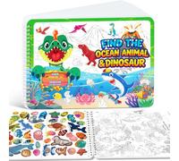 Elfew Trouver Les Livres D'autocollants Animaux pour Enfants 2-8 Ans | 400+ Dinosaures et Animaux Marins Gommettes, 20 Thèmes Cachés, Jouets Éducatifs pour Garçon Fille, Decalcomanie Enfant