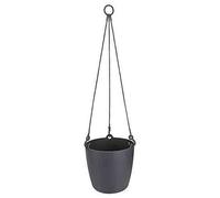 Elho Pot suspendu Brussels 18 – Plastique 100% recyclé – Anthracite – Ø 18,3 x H 18 cm