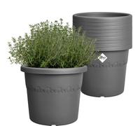 Elho Algarve Cilindro 25 | Lot de 10 Pot de Fleur - Anthracite | Ø 24.5 x H 39 cm | 10 Pièces Incluses | Convient à une Utilisation Extérieure | Plastique 100% recyclé