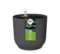Elho All-in-1 Vibes Rond 18 + Swi 17 - Plastique 100% Recyclé - Pot De Fleurs pour Intérieur - Ø 18 cm - Noir/Anthracite