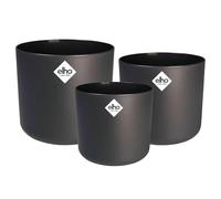 Elho B.for Soft Ronde 14,16,18 Pot de Fleur - Anthracite | Ø 14, 16, 18 cm | 3 Pièces Incluses | Convient à une Utilisation Intérieure | Plastique 100% recyclé