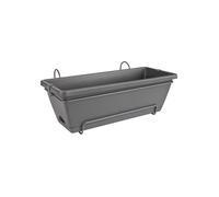 Elho Barcelona Allin1 50 Planteur pour Balcon & Extérieur - Plastique 100% recyclé - Ø 49.5 x H 18.5 cm - Noir/Anthracite