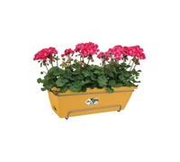 Elho Barcelona Allin1 50 Planteur pour Balcon & Extérieur - Plastique 100% recyclé - Ø 49.5 x H 18.5 cm - Jaune/Jaune Miel
