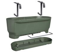 ELHO Balconnière GREENVILLE EASY BALCONY - Pot de fleurs rond en polypropylène régénéré, vert, 52 cm, L 21.2 x l 52 x H 19.4 cm