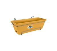 Elho Barcelona Allin1 50 Planteur pour Balcon & Extérieur - Plastique 100% recyclé - Ø 49.5 x H 18.5 cm - Jaune/Jaune Miel