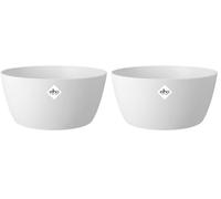 Elho Brussels Coupe 23 - Pot De Fleurs pour Intérieur - Ø 22.9 x H 10.8 cm - Blanc/Blanc (Lot de 2)