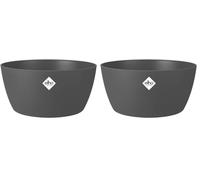 Elho Brussels Coupe 23 - Pot De Fleurs pour Intérieur - Ø 22.9 x H 10.8 cm - Noir/Anthracite (Lot de 2)