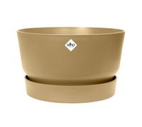 Elho Greenville Coupe 33cm Pot de Fleur - Sable Doré | Ø 32.5 x H 19.4 cm | Soucoupe Intégrée | Convient à une Utilisation Extérieure | Plastique 100% recyclé