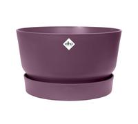 Elho Greenville Coupe 33cm Pot de Fleur - Vintage Prune | Ø 32.5 x H 19.4 cm | Soucoupe Intégrée | Convient à une Utilisation Extérieure | Plastique 100% recyclé
