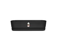 Elho Greenville Long 70 - Planteur pour Extérieur - Plastique 100% recyclé - Ø 69.0 x H 18.5 cm - Noir/Living Noir
