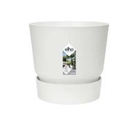 Elho Greenville Pot de fleurs rond extérieur Ø 24.48 x H 23.31 cm avec réserve d'eau intégrée, résistant au gel, plastique 100% recy lanc