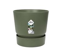 Elho Greenville Rond 16 - Pot De Fleurs avec Un Réservoir d'eau Intégré - Interieur & Extérieur - Plastique 100% Recycle - Ø 16.0 x H 15.3 cm - Vert/Leaf Green