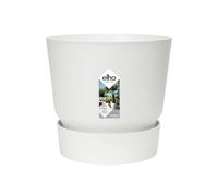 Elho Greenville Rond 18 - Pot De Fleurs avec Un Réservoir d'eau Intégré - Interieur & Extérieur - Plastique 100% Recyclé - Ø 18.3 x H 17.4 cm - Blanc/Blanc