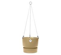 Elho Greenville Suspension 24cm Balconnière - Sable Doré | Ø 23.5 x H 20.5 cm | Soucoupe Intégrée | Convient à une Utilisation Extérieure | Plastique 100% recyclé