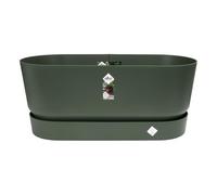 Elho Greenville Terrase 80cm Roues Jardinière - Leaf Green | L 35 x W 78 x H 33.5 cm | Soucoupe Intégrée | Convient à une Utilisation Extérieure | Plastique 100% recyclé