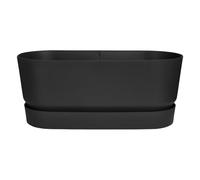 Elho Greenville Terrase 80cm Roues Jardinière - Living Noir | L 35 x W 78 x H 33.5 cm | Soucoupe Intégrée | Convient à une Utilisation Extérieure | Plastique 100% recyclé