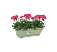 Elho Barcelona Allin1 50 Planteur pour Balcon & Extérieur - Plastique 100% recyclé - Ø 49.5 x H 18.5 cm - Vert/Vert Pistache