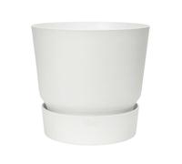 Elho Greenville Rond 25 - Pot De Fleurs pour Extérieur - Plastique 100% recyclé - Ø 24.5 x H 23.3 cm - Blanc/Blanc
