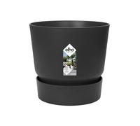 Elho Greenville Rond 30 - Pot De Fleurs avec Un Réservoir d'eau Intégré - Interieur & Extérieur - Plastique 100% Recycle - Ø 29.5 x H 27.8 cm - Noir/Living Noir