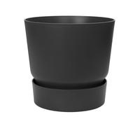 Elho Greenville Rond 40 - Pot De Fleurs avec Un Réservoir d'eau Intégré - Interieur & Extérieur - Plastique 100% Recycle - Ø 39.0 x H 36.8 cm - Noir/Living Noir
