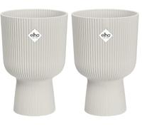 Elho Vibes Fold Coupe 14cm Pot de Fleurs - Blanc Soie (Lot de 2)