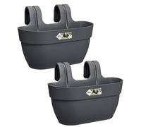 Elho Vibia C Easy Hanger M | Lot de 2 Balconnière - Anthracite | L 24 x W 36 x H 30.5 cm | 2 Pièces Incluses | Plastique 100% recyclé