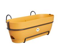 Elho Vibia Campana Balconnière Allin1 50 - Planteur pour Balcon - Ø 50.4 x H 17.7 cm - Jaune/Jaune Miel