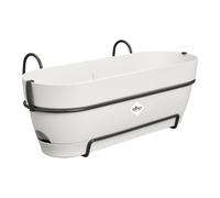 Elho Vibia Campana balconnière allin1 50cm Pot de Fleurs - Blanc Soie | L 26 x l 50.4 x H 17.7 cm | Soucoupe intégrée