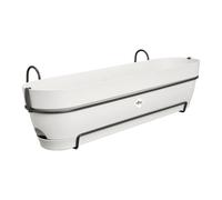 Elho Vibia Campana balconnière allin1 70cm Pot de Fleurs - Blanc Soie | L 26 x l 70.4 x H 17.7 cm | Soucoupe intégrée