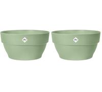 Elho Vibia Campana Coupe 34cm Pot de Fleur - Vert Pistache (Lot de 2)