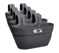 Elho Vibia Campana Easy Hanger M 36 - Planteur pour Balcon & Extérieur - Ø 36.0 x H 26.5 cm - Noir/Anthracite (Lot de 4)