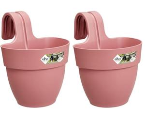 Elho Vibia Campana Easy Hanger S 21 - Planteur pour Balcon & Extérieur - Ø 20.5 x H 26.5 cm - Rose/Rose Poussière (Lot de 2)