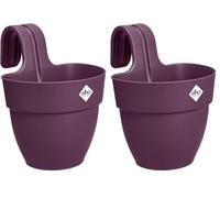 Elho Vibia Campana Easy Hanger S 21 - Planteur pour Balcon & Extérieur - Ø 20.5 x H 26.5 cm - Violet/Mauve Érable (Lot de 2)