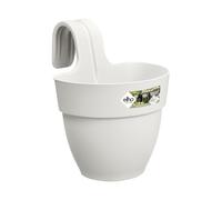 Elho Vibia Campana Easy Hanger S 21 - Planteur pour Balcon & Extérieur - Ø 20.5 x H 26.5 cm - Blanc/Blanc Soie