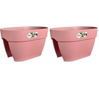 Elho Vibia Campana Flower Bridge 40 - Planteur pour Balcon & Extérieur - Ø 39.0 x H 22.0 cm - Rose/Rose Poussière (Lot de 2)