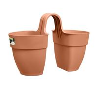 Elho Vibia Campana Flower Twin 21cm Balconnière - Terre Cuite | L 38.4 x W 20.5 x H 26.5 cm | Convient à une Utilisation Extérieure